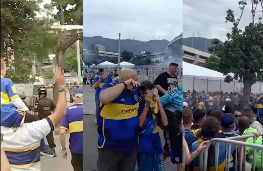 Muchos niños aficionados de Boca Juniors sufrieron con sus padres por el lanzamiento de gases lacrimógenos por parte de la Policía de Río de Janeiro.