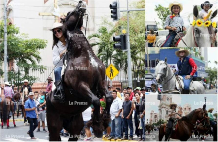 Amazonas, jinetes engalanaron con sus caballos las calles principales de San Pedro Sula. Salieron desde la Tercera avenida, luego subieron la Primera calle y siguieron por la avenida Circunvalación hasta finalizar en el Monumento a la Madre. Fotos: Yoseph Amaya, Moisés Valenzuela y Jorge Gonzales.