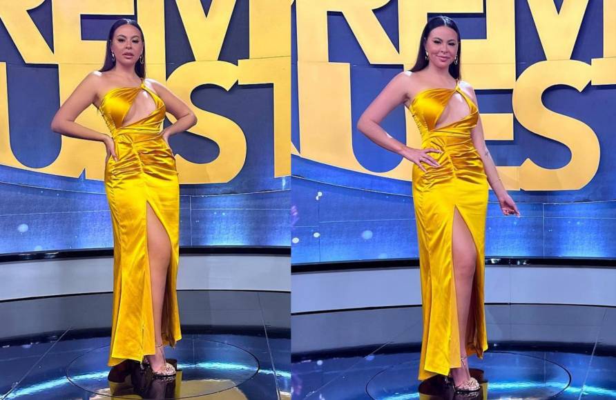La influencer hondureña lució guapísima y muy elegante con este vestido amarillo, ceñido al cuerpo de VAIZA. 