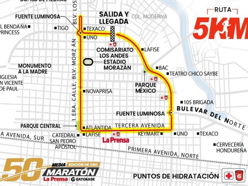Mapa de la ruta de los 5 kilómetros.