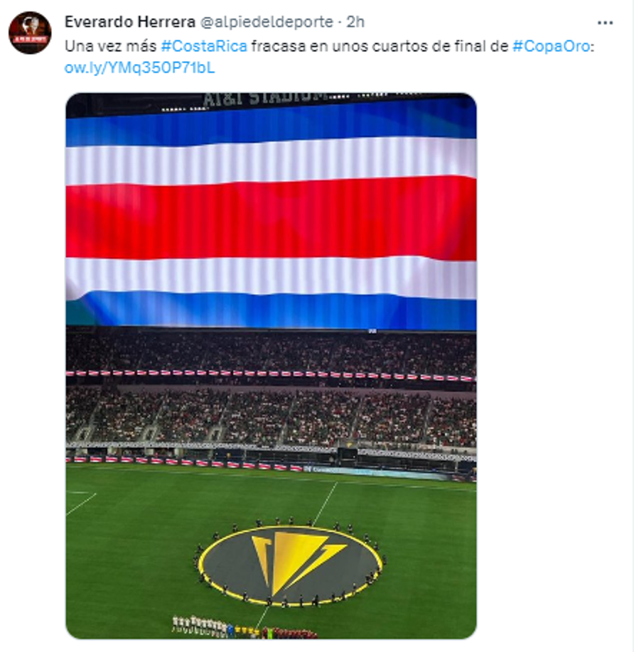 Everardo Herrera: “Una vez más #CostaRica fracasa en unos cuartos de final de la Copa Oro”.