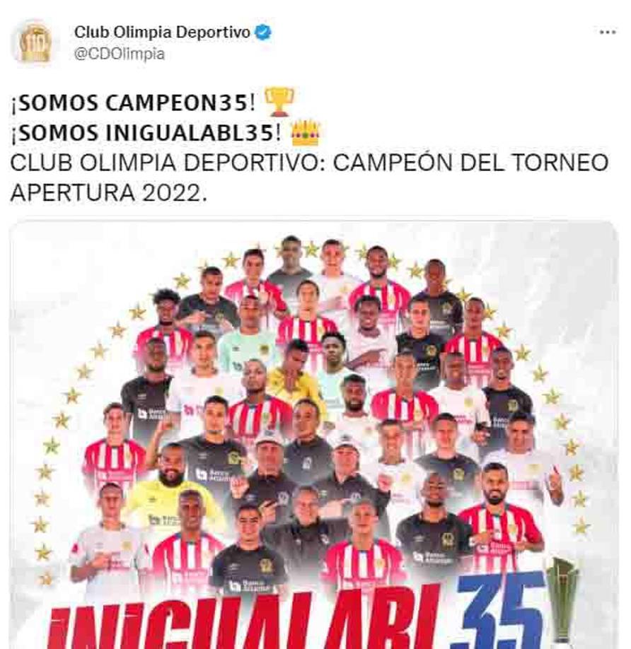 El posteo del Olimpia en sus redes sociales.