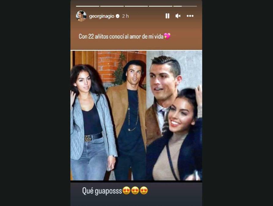 Georgina Rodríguez publicó en Instagram una imagen con Cristiano Ronaldo. “Con 22 añitos conocí al amor de mi vida. Que guapos”, escribió con tres emojis de enamorada.