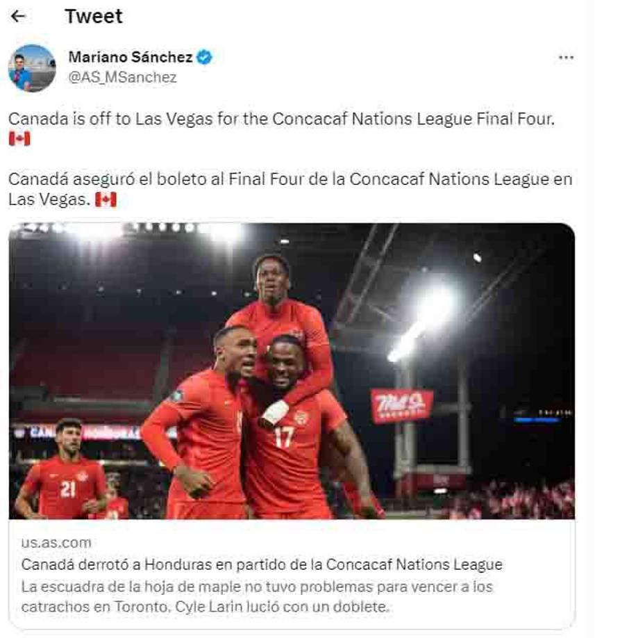 La goleada de Canadá ante Honduras ha sido destacada a nivel internacional.