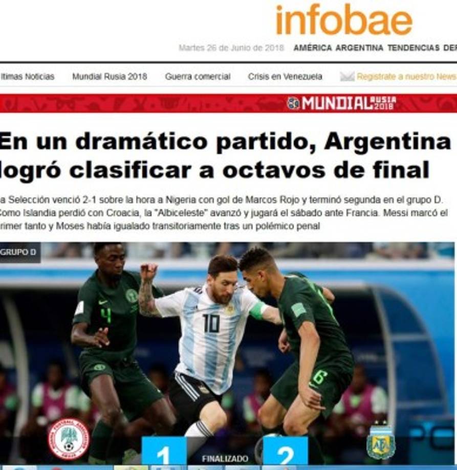 Portal Infobae de Argentina.