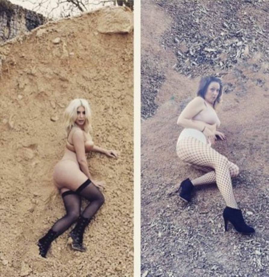 Para la actriz no hay límites, aquí repitiendo una foto de Kim Kardashiam.