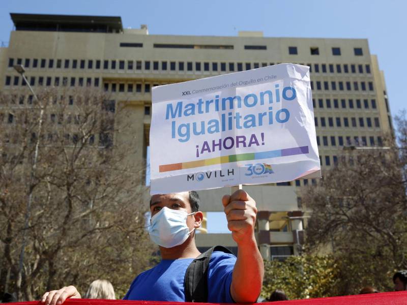 Activistas LGTB celebraron la aprobación del matrimonio igualitario en Chile.