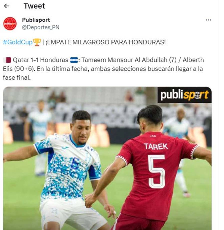 Prensa internacional señaló como “milagroso” el empate de Honduras.