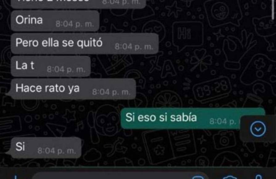 En estos chats se puede ver por ejemplo que el colombiano Sebastián Villa reconoció que Cortés estuvo embarazada (en mayo del año pasado).