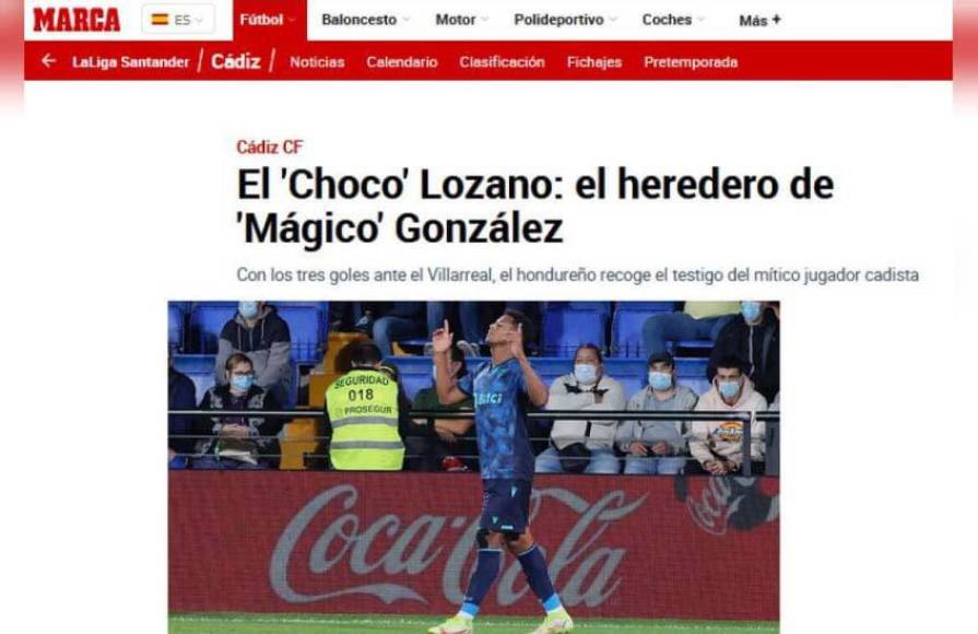 El Diario Marca de España y un titular espectacular: “El Choco Lozano: El heredero del Mágico González”.