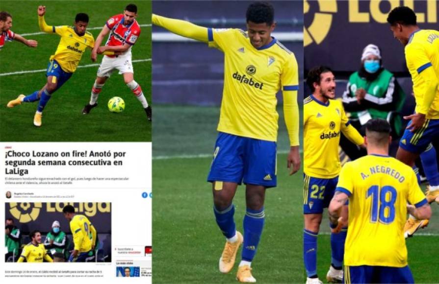 Antony Choco Lozano marcó por segunda ocasión consecutiva en la Liga de España. El delantero hondureño se destapó con un golazo y una asistencia en la victoria 3-1 del Cádiz ante Alavés. Mira lo que dicen los medios españoles e internaciones sobre el nivel del catracho.