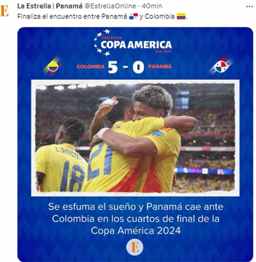 La Estrella de Panamá - “Se esfuma el sueño y Panamá cae ante Colombia en los cuartos de final de la Copa América 2024”.