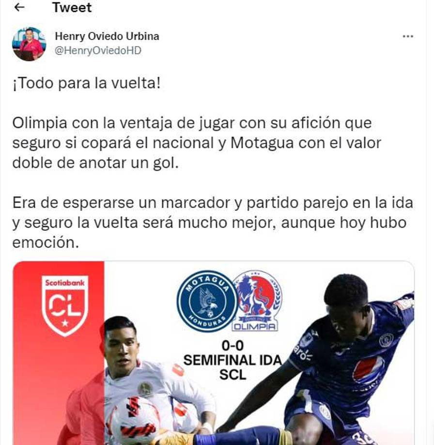 El periodista Henry Oviedo se unió a los comentarios sobre el 0-0 entre Motagua y Olimpia.