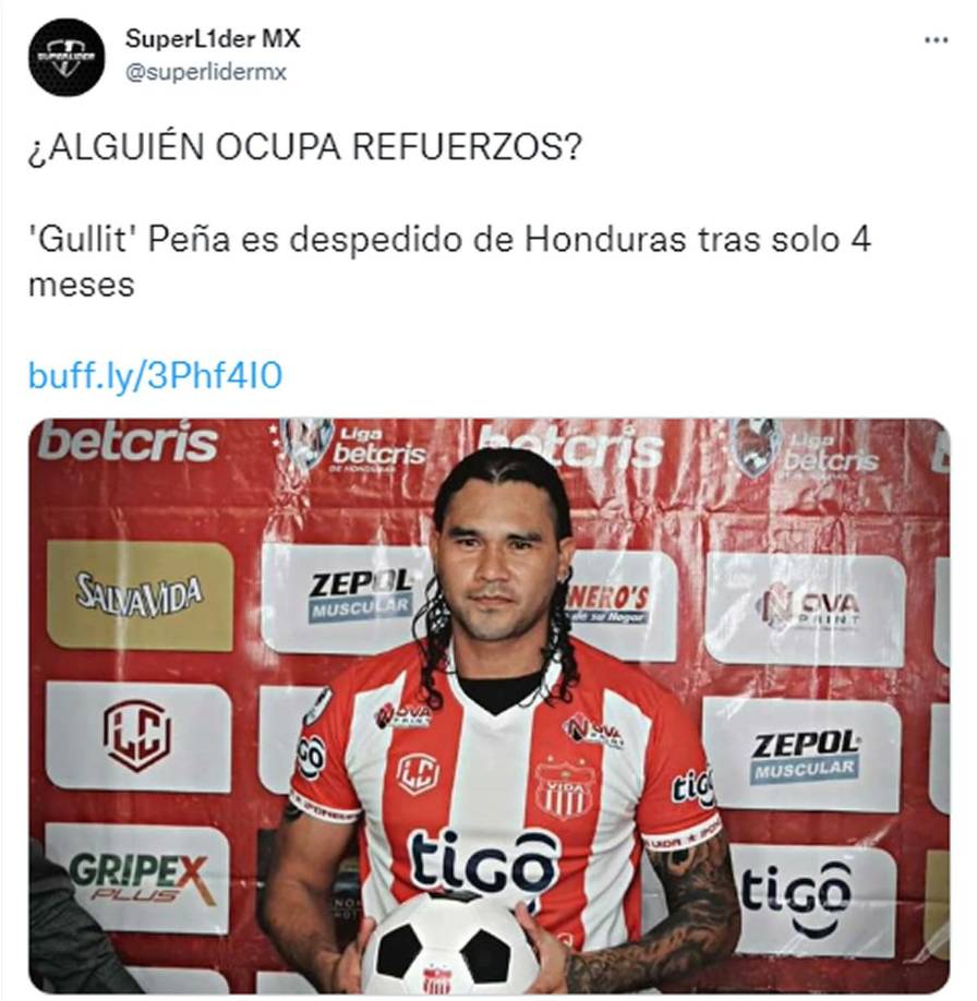 SuperL1der MX - “¿Alguien ocupa refuerzos? ‘Gullit’ Peña es despedido de Honduras tras solo 4 meses”.