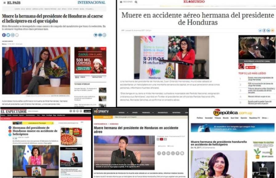Los medios internacionales se han hecho eco de la muerte de Hilda Hernández, hermana del presidente de Honduras, Juan Orlando Hernández, y así informan.