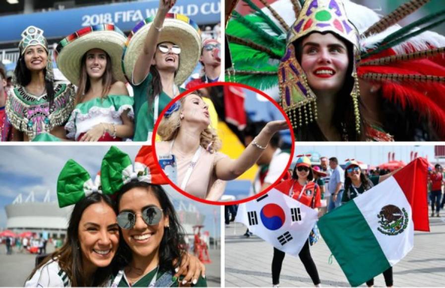 Las aficionadas mexicanas han puesto la belleza en el partido entre México y Corea del Sur en el Mundial de Rusia 2018.