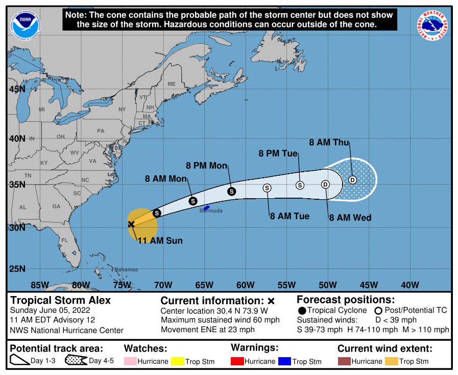 Se forma Alex, la primera tormenta tropical del año en el Atlántico