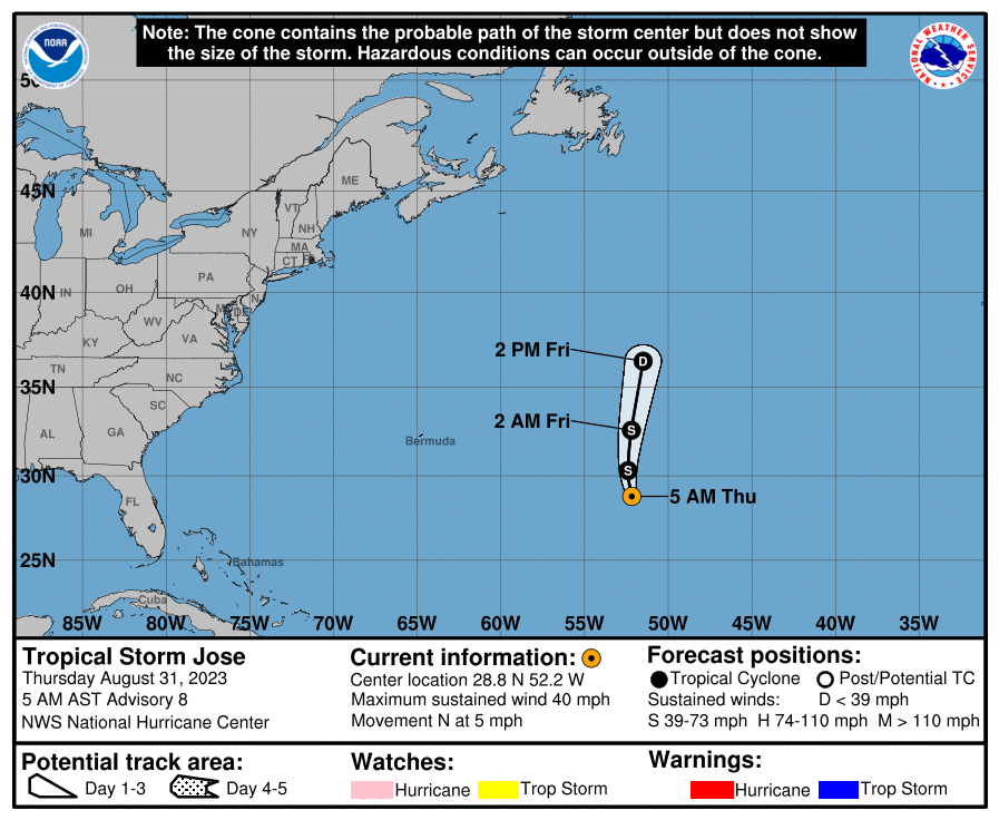 Se forma la tormenta tropical José en la cuenca atlántica