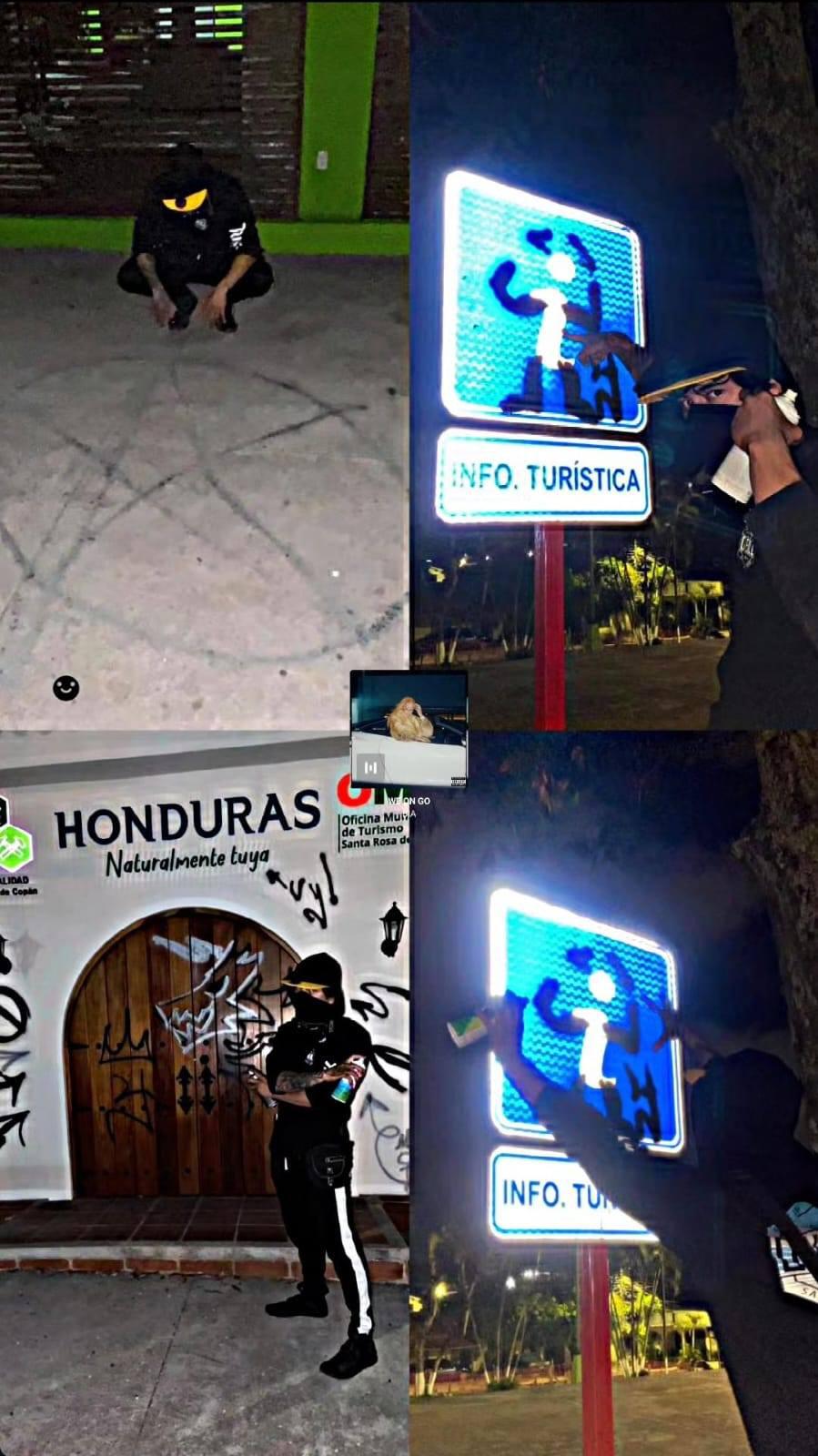 Así presumía su vandalismo joven que fue entregado por su papá a un juez de Copán (fotos)