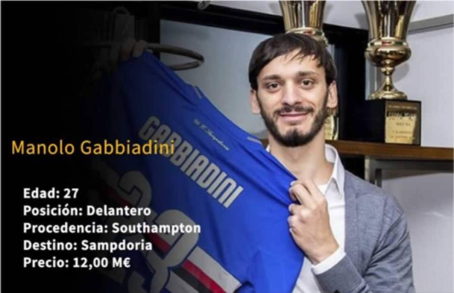 20 - El italiano Manolo Gabbiadini, del Southampton a la Sampdoria por 12 millones de euros.