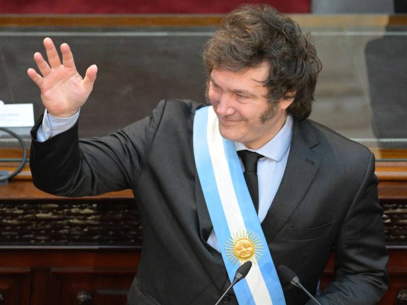 Presidente de Argentina, Javier Milei durante su discurso en la Asamblea Legislativa.