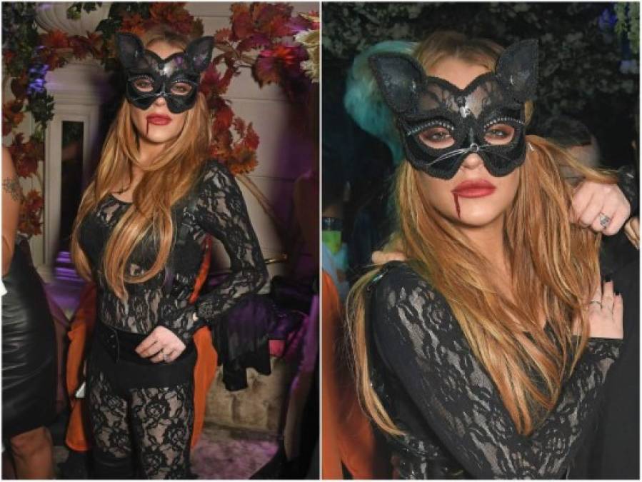Este sábado es Halloween y las celebridades ya comenzaron a lucir sus disfraces. La actriz Lindsay Lohan apareció como una sexy gatita en Londres.
