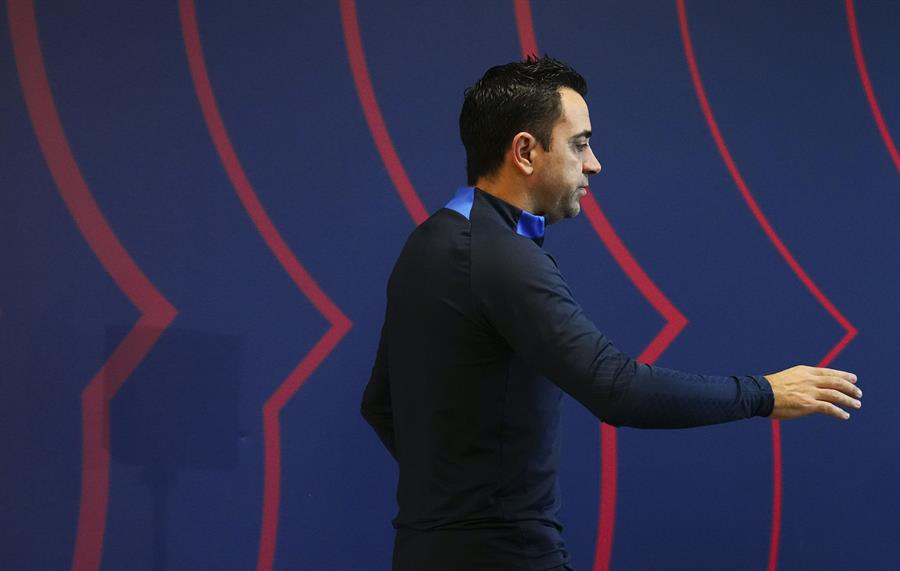 Xavi Hernández, durante la rueda de prensa previo al enfrentamiento de la Copa del Rey este mièrcoles.