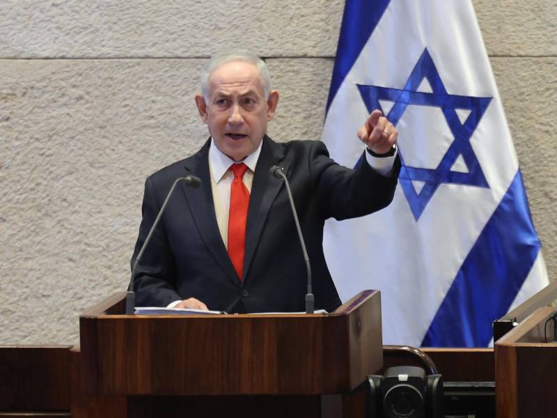 El primer ministro israelí, Benjamín Netanyahu, pronuncia un discurso oficial.