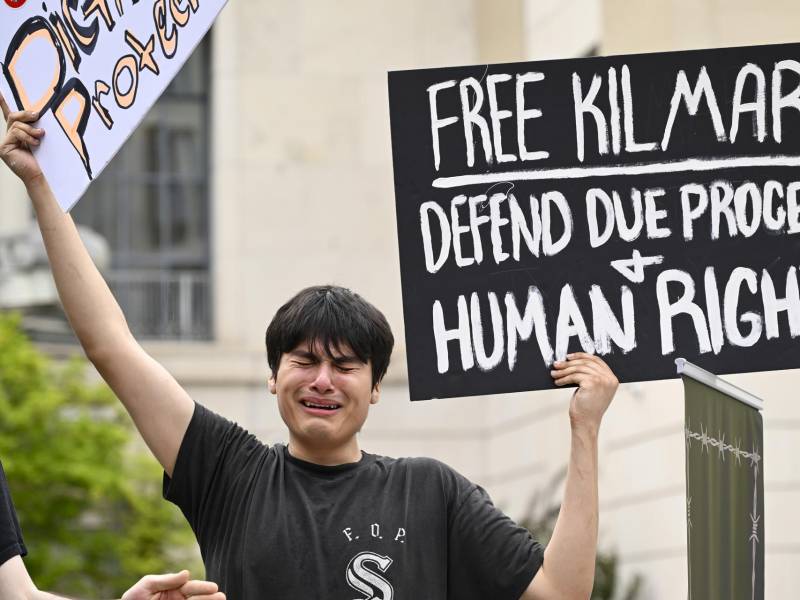Una protesta para exigir la libertad del salvadoreño Kilmar Ábrego García la semana pasada.