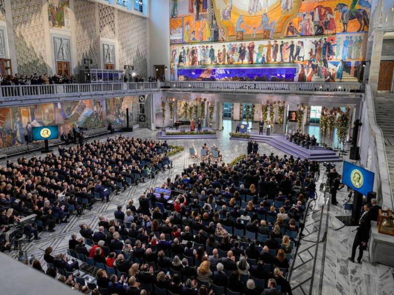 La ceremonia de entrega del Premio Nobel de la Paz este miércoles en Oslo.