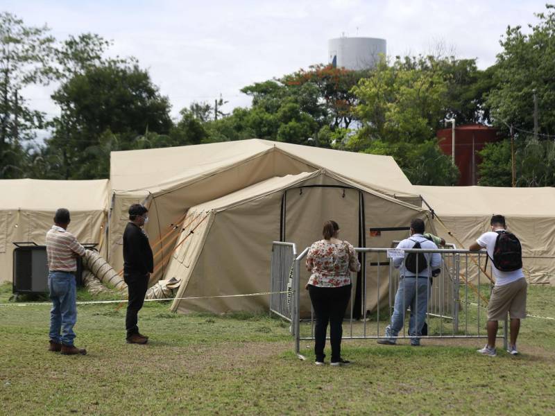 La carpa, que costó más de 223,000 dólares, fue instalada en un predio de Villanueva, donde sirvió como triaje.