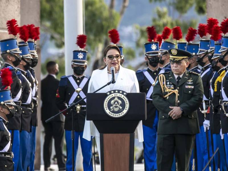 Xiomara Castro, presidenta de Honduras, en la inauguración de las fiestas de independencia este 1 de septiembre en Tegucigalpa.