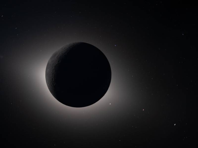 Fotografía cedida por la NASA de una imagen tomada por integrantes de la tripulación de la misión Artemis II el 6 de abril de 2026, mostrando a la Luna eclipsando por completo al Sol.