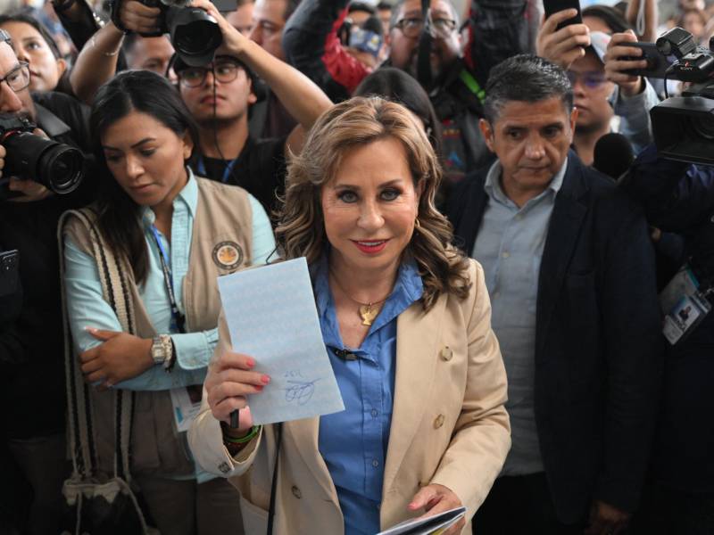 La candidata presidencial, Sandra Torres, es la favorita de los sondeos de voto.
