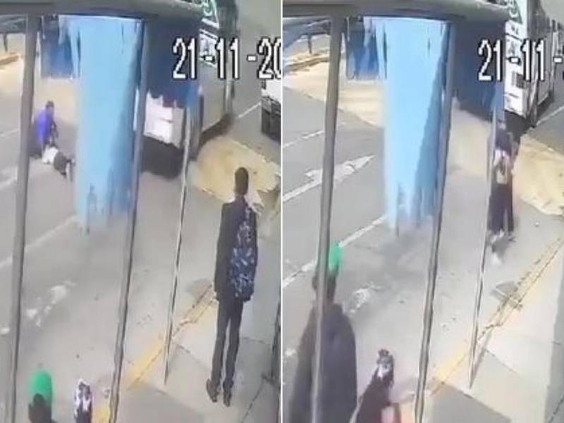 En redes sociales se difundió el video del momento en que la pequeña Lesly fue atropellada por un bus de ruta urbana.