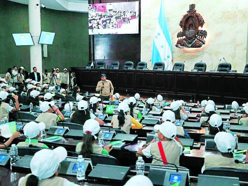 <b>Los diputados infantiles ayer en el Congreso.</b>