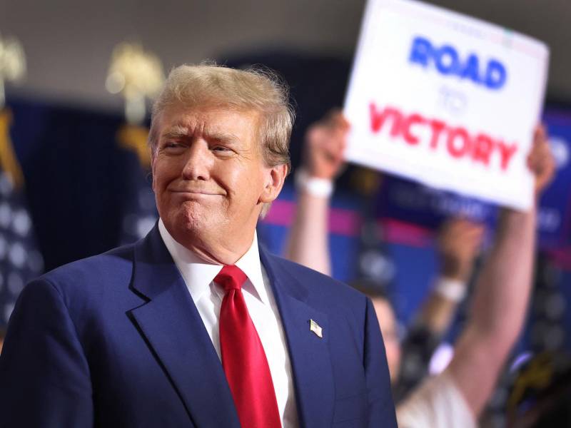 Trump durante un mitin de campaña en Wisconsin.