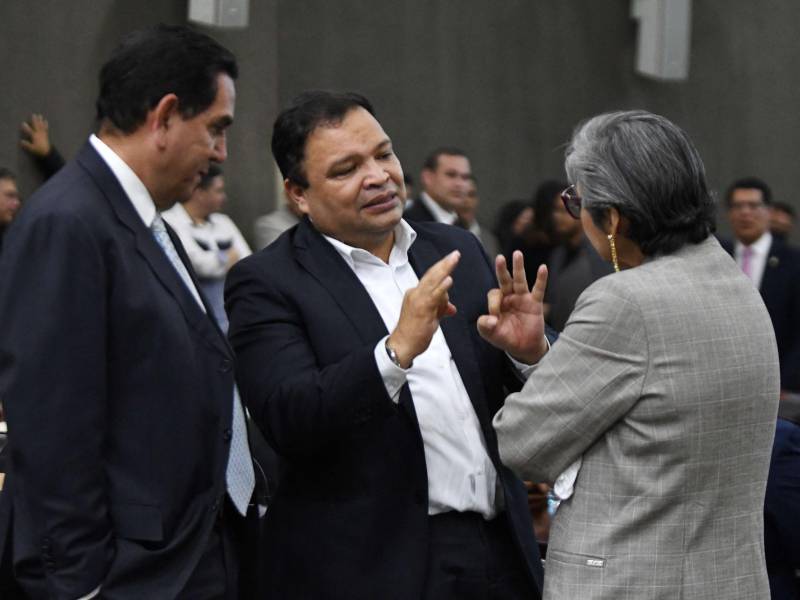 Jari Dixon en conversaciones con representantes de otras bancadas en el Congreso Nacional | Fotografía de archivo