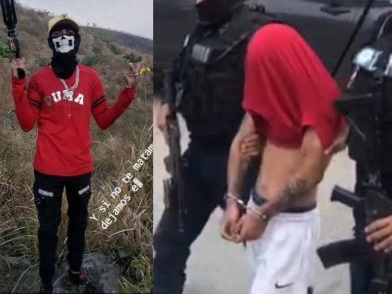 El menor infractor posa con un fusil en la mano.