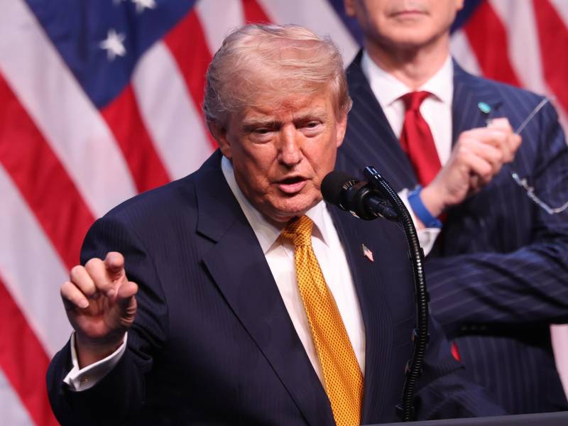 El presidente estadounidense Donald Trump habla durante una conferencia de prensa en la cumbre de la OTAN de 2026 en Ankara, Turquía, el 8 de julio de 2026.