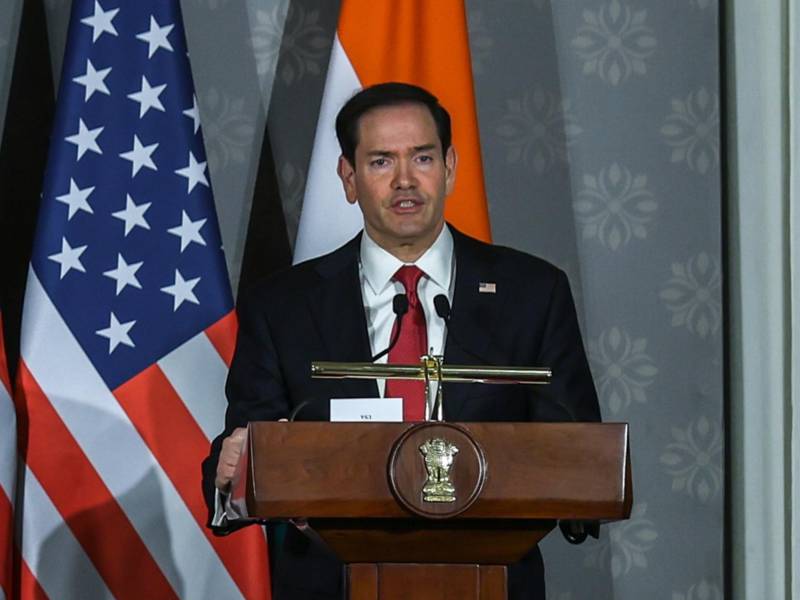 El secretario de Estado estadounidense, Marco Rubio, asiste a una rueda de prensa conjunta tras la reunión de ministros de Asuntos Exteriores del Quad en Nueva Delhi, India, el 26 de mayo de 2026.