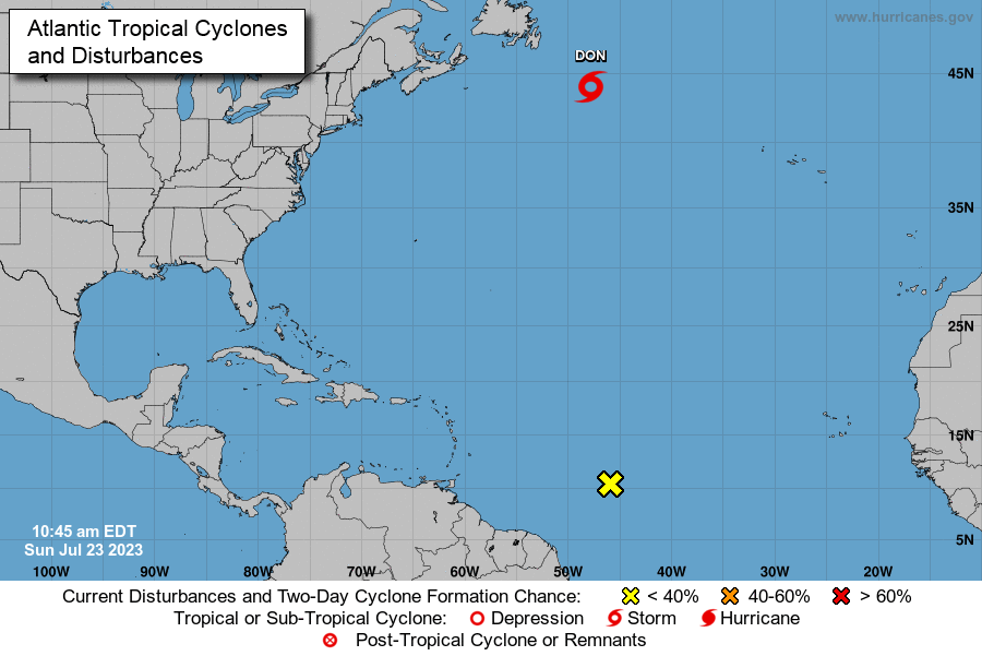 Tormenta tropical Don se debilita en el Atlántico