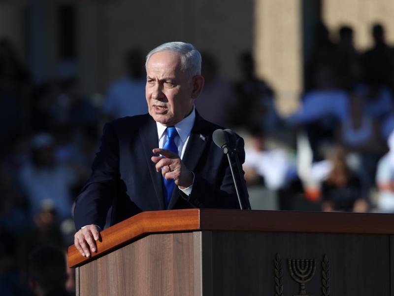 El primer ministro israelí, Benjamin Netanyahu, durante un intervención ante oficiales de las fuerzas de Defensa israelíes. EFE/EPA/ABIR SULTAN