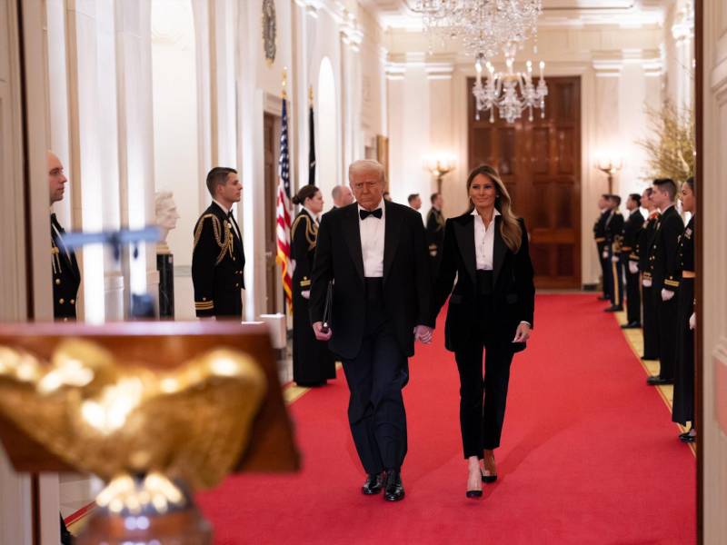 Trump y su esposa, Melania, durante la cena de gobernadores en la Casa Blanca.