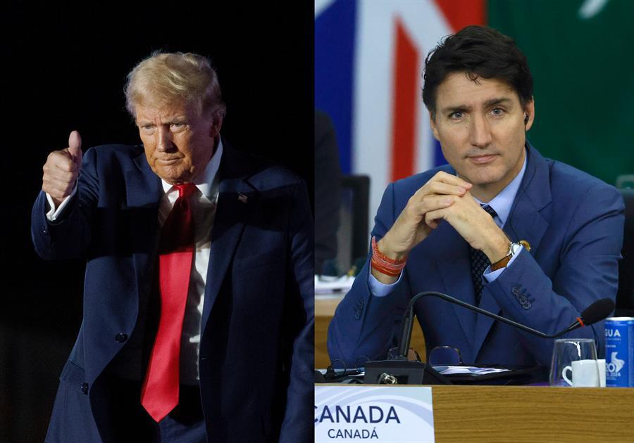 Las amenazas arancelarias del presidente electo de Estados Unidos, Donald Trump (i), acorralan al primer ministro canadiense, Justin Trudeau.