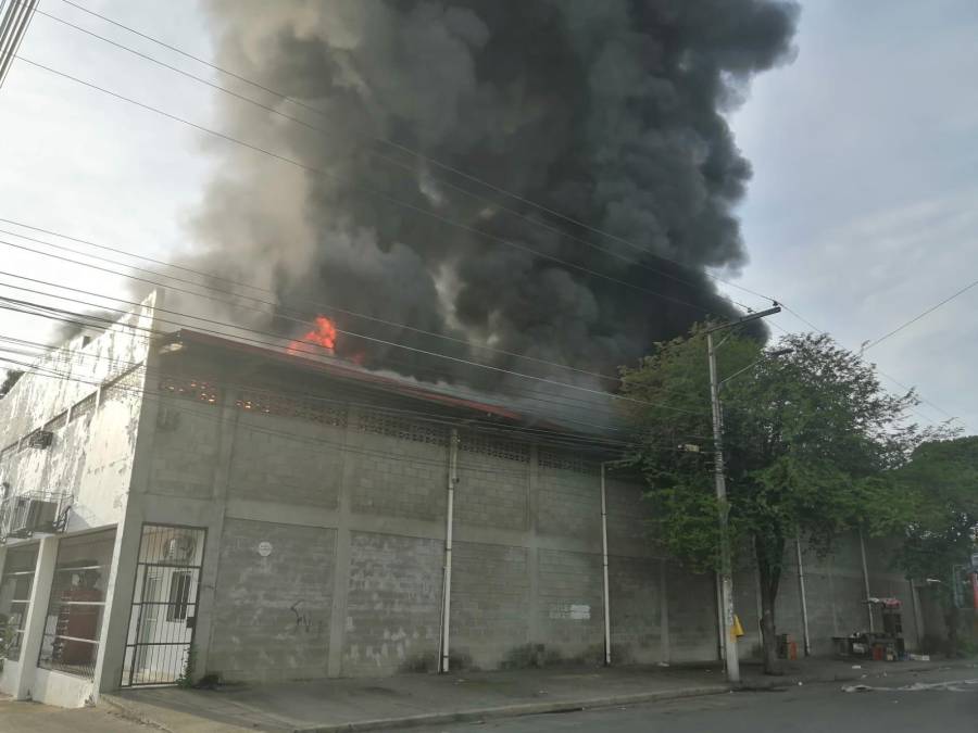 Parte del edifico se vino abajo mientras las llamas continuaban debilitando su estructura