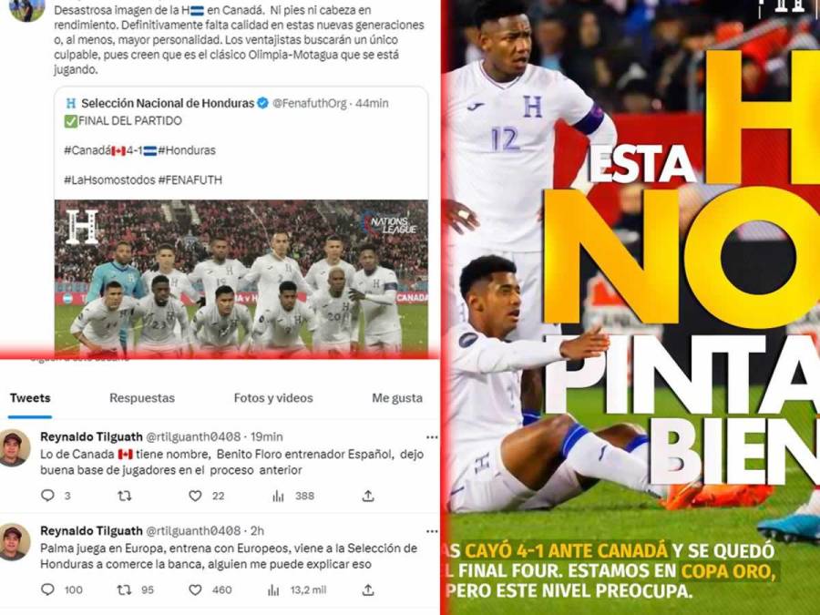 La prensa deportiva hondureña reaccionó muy crítica por la derrota de la Selección de Honduras (4-1) contra Canadá en Toronto por la Nations League de la Concacaf. Diego Vázquez no se salva de los cuestionamientos.
