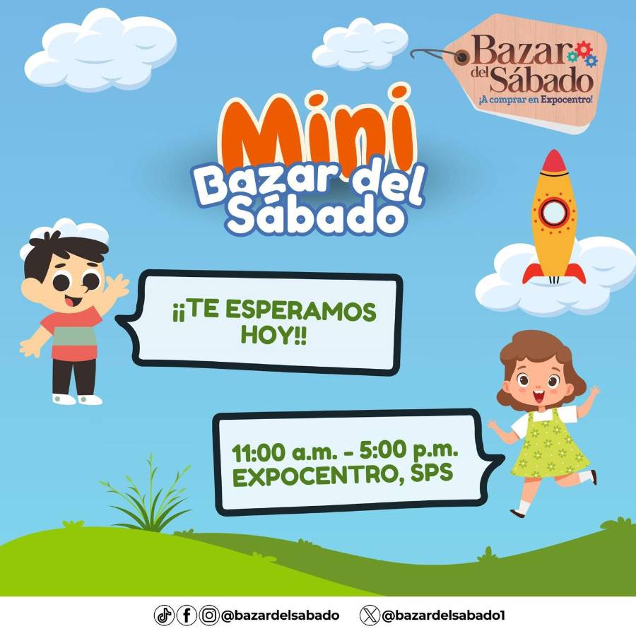 BAZAR DEL SÁBADO (EXPOCENTRO). Hoy los chiquitines podrán ser parte de actividades: realidad virtual, saltarines, show de magia, karate y muchos juegos. Entrada L25 desde las 11:00 am.