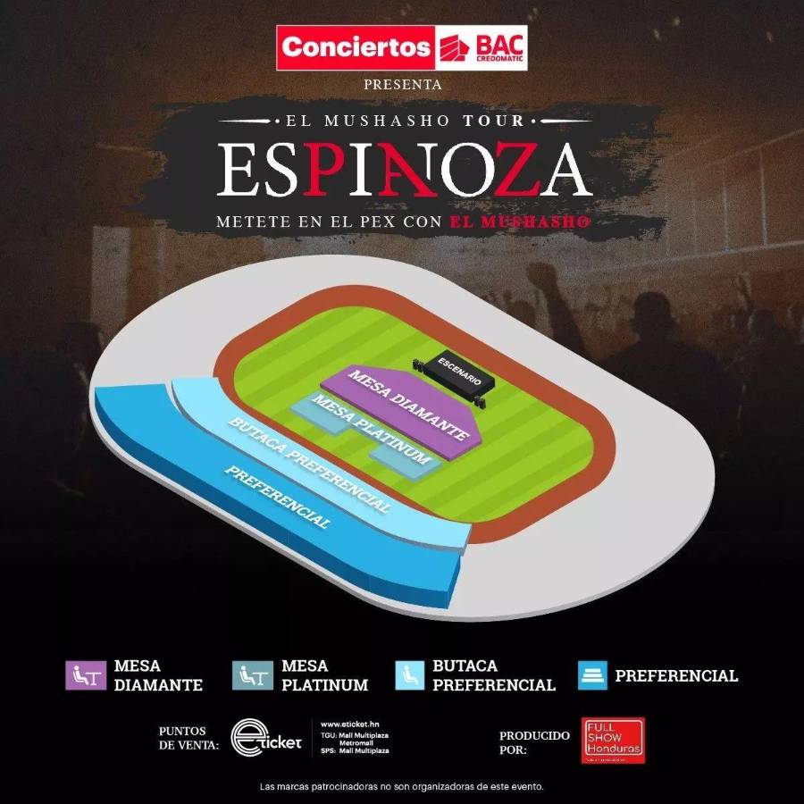 Así será la distribución de los espacios en el concierto que se llevará a cabo en el Estadio Olímpico Metropolitano en San Pedro Sula.