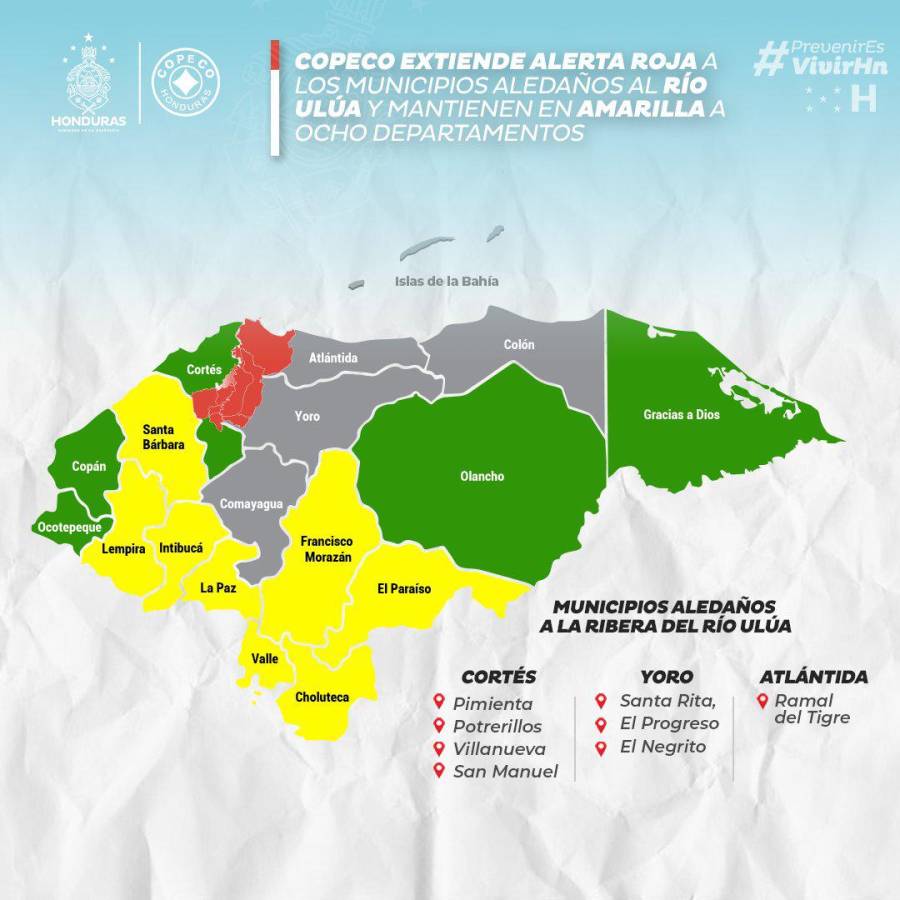 Mapa de alertas de Copeco.